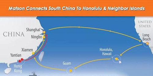 美森中國(guó)區(qū)業(yè)務(wù)三個(gè)裝運(yùn)點(diǎn)為: 寧波,上海和廈門港